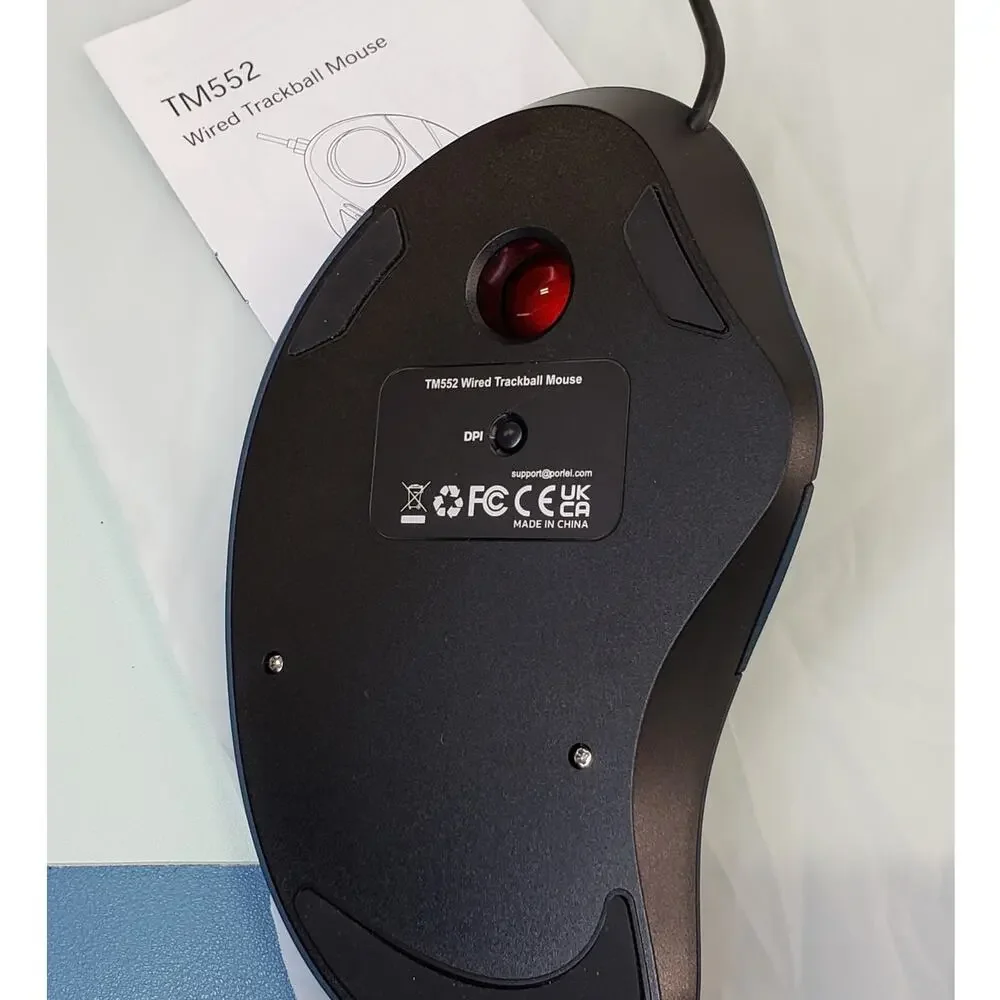 PORLEI TM552 Wired Trackball Mouse Large Hands, Ergonomic Design Reduces Wrist